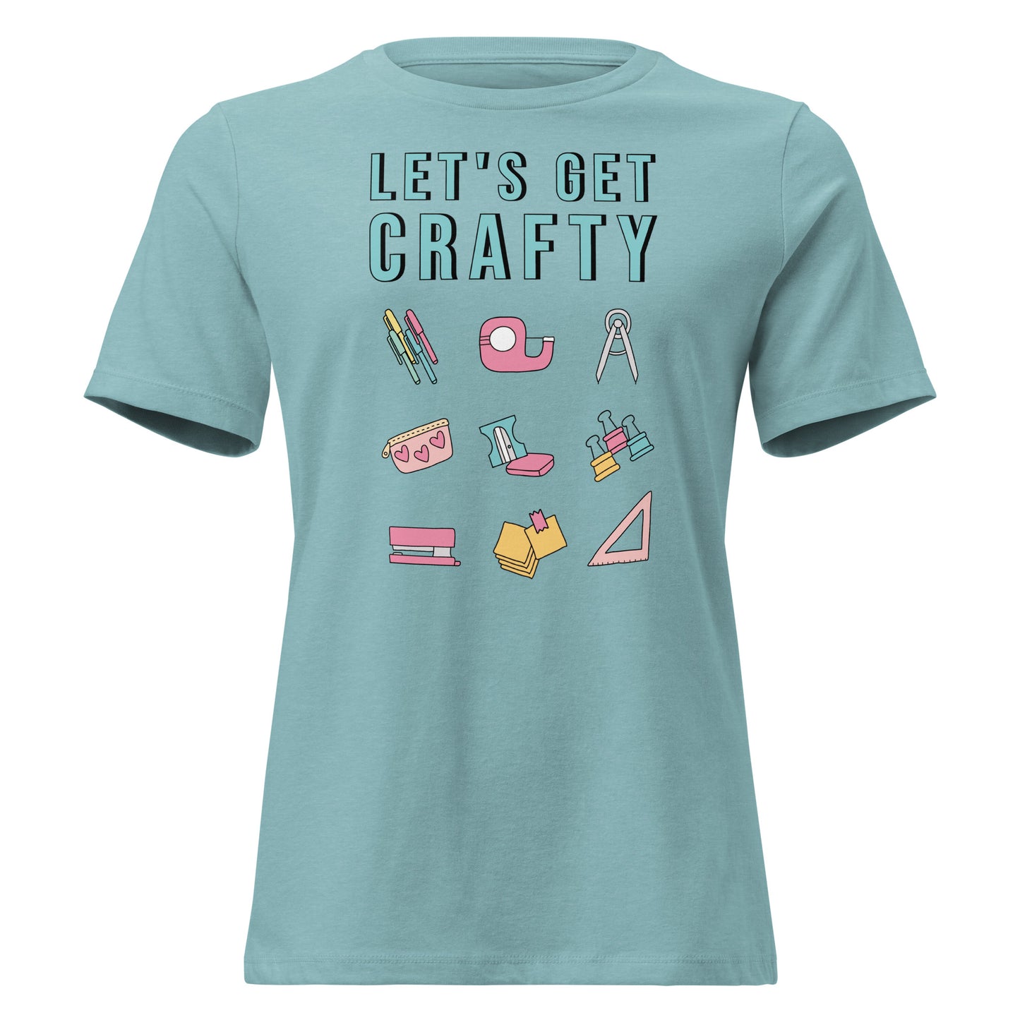 Let's Get Crafty t-shirt in heather blue lagoon